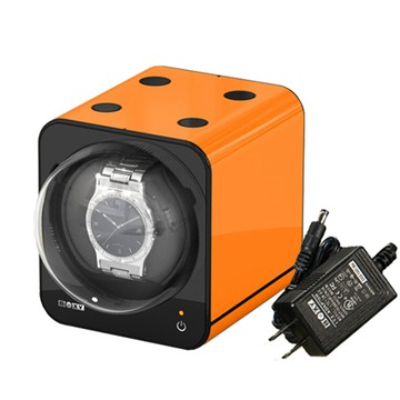 BOXY 【手錶自動上鍊盒】Fancy Brick系列【附變壓器】【自由堆疊】15種模式 機械錶專用 旋轉盒(橘色)