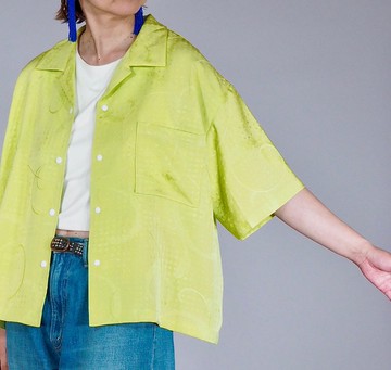 【日本製】日本復古和服翻版、按扣襯衫女、超大 L、短上衣