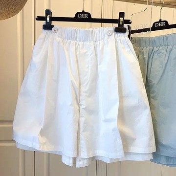 雙扣雙層裙褲中褲短褲子女潮設計感小眾春夏新款寬松休閑遮肉