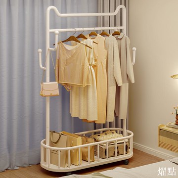 APP下單享點數9% 衣架落地臥室掛衣架移動掛衣服置物架子網紅輕奢簡易多功能衣帽架