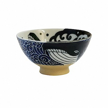 日本製美濃燒白浪鯨魚飯碗(1入)
