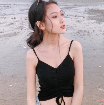 修身顯瘦吊帶背心女外穿內搭抽繩性感上衣夏季新款無袖露背打底衫1入