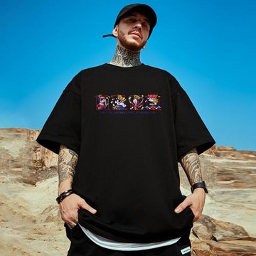 美式復古t恤寬松重磅半袖男款胖子潮牌大碼男生短袖oversize簡約