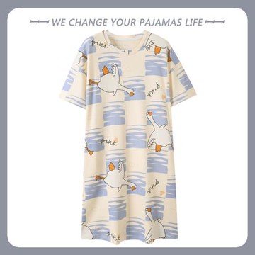 北極絨2025年新款睡裙女夏季薄款純棉短袖卡通可愛少女生睡衣夏天