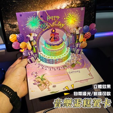 ⚡️台灣出貨⚡️3D立體賀卡 音樂生日賀卡 音樂發光卡片 蠟燭可吹 蛋糕卡片 創意卡片 驚喜卡片 機關卡片 立體祝福卡