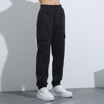 簡單自在側口袋棉褲(黑色)-男