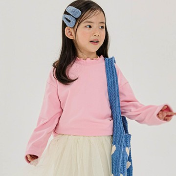 韓國 W.S.B. - 木耳花邊領內磨毛長袖上衣-粉