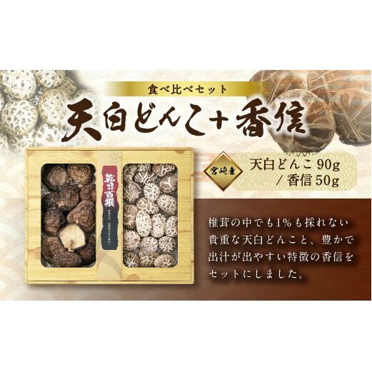 宮崎県産乾椎茸ギフト 食べ比べセット 「天白どんこ＋香信」 合計140g