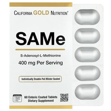 California Gold Nutrition, SAMe，對甲苯磺酸硫酸鹽，400 毫克，60 片腸溶片