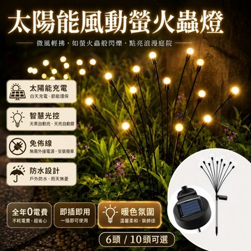 【ST】太陽能螢火蟲燈 風動搖擺 太陽能搖擺燈 地插草坪燈 LED燈 庭院燈 庭院裝飾燈 圓球燈 花園景觀燈 光感應燈