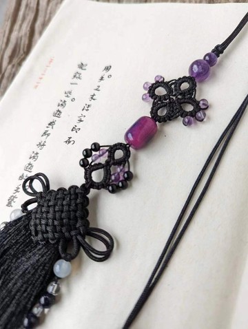 生日禮物中式古典吊墜掛飾吊飾天然紫水晶鳳歸云流蘇穗子