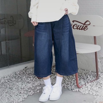 【AMERO】男裝 女裝 草寫電繡 牛仔褲 七分褲