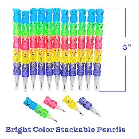 Zugar Land Colorful Transparent Stackable Bear Shaped Pencils (5