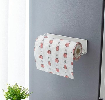 日式小清新新款磁吸卷紙架冰箱磁鐵保鮮膜掛架免打孔毛巾收納架