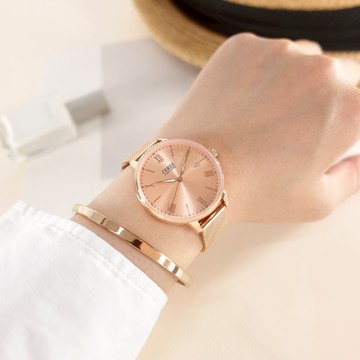 EROS CERES 贈錶帶 / LQ33623RG-RG / 優雅迷人 羅馬刻度 日期 藍寶石水晶玻璃 米蘭編織不鏽鋼手錶 鍍玫瑰金 36mm