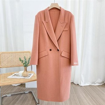 【米蘭精品】毛呢外套羊毛大衣-寬鬆長款手縫雙面呢女外套3色74dc31
