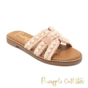 Pineapple-Outfitter-夏日風情珍珠布面平底拖鞋REMI-粉色