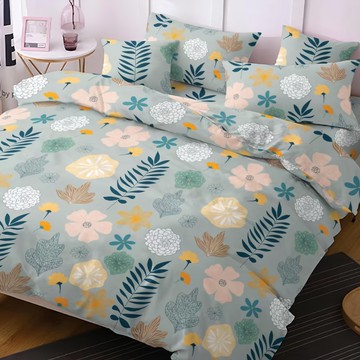 A-one 雪紡棉床包 + 枕套 2個 台灣製  Queen Size  盛夏之林 淺綠色