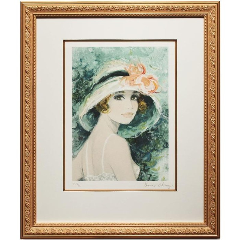 ベルナール・シャロワバイオリンを持つ少女リトグラフ