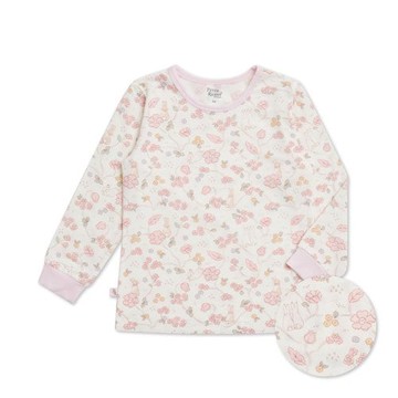 花徑小兔長袖圓領衫(美麗諾羊毛布)