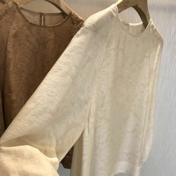 【巴黎精品】現貨+預購 襯衫長袖上衣-天絲提花寬鬆套頭女裝2色a1ge26