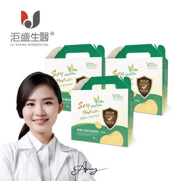 【洰盛生醫】無糖大豆蛋白機能飲（抹茶風味）3入 (15包/盒)