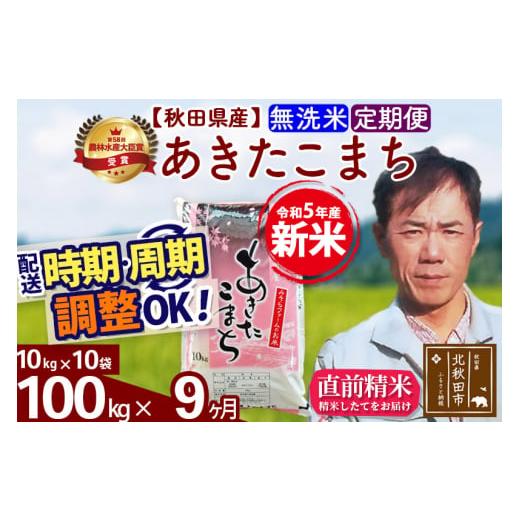 ふるさと納税 秋田県 北秋田市 《定期便9ヶ月》＜新米＞秋田県産 あきたこまち 100kg(10kg袋) 令和5年産 お届け時期選べる 隔月お届けOK お米 みそ…