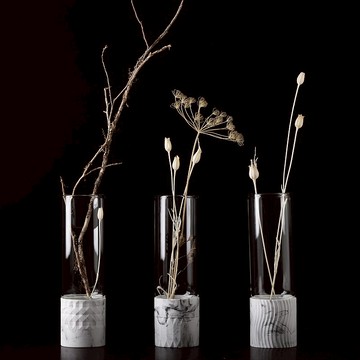 再生大理石。摺紙系列。花器。白