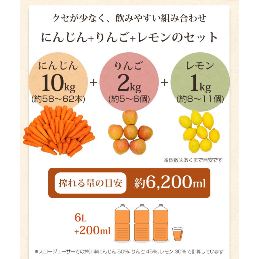 人参 無農薬にんじん 野菜セット 無農薬野菜 にんじんジュース ジュース用 10kg＋りんご2kg＋レモン1kg ゲルソン療法にも最適 訳あり