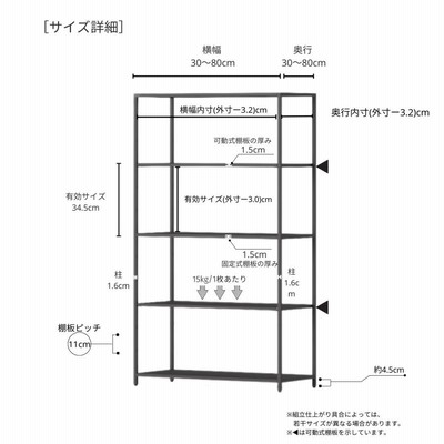 STEEF アイアンシェルフ 高さ72cm 幅35cm 奥行40cm 16‐shelf(イチロク