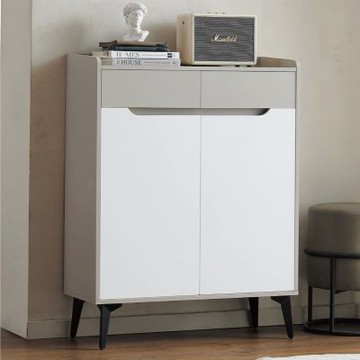 文創集 喬恩2.7尺二門二抽雙色鞋櫃-80x32x103cm免組