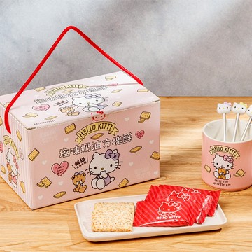 [生日禮｜經典不敗｜可愛馬克杯｜伴手禮]《Hello Kitty》方塊酥-攪拌棒馬克杯禮盒(1盒)(提盒)
