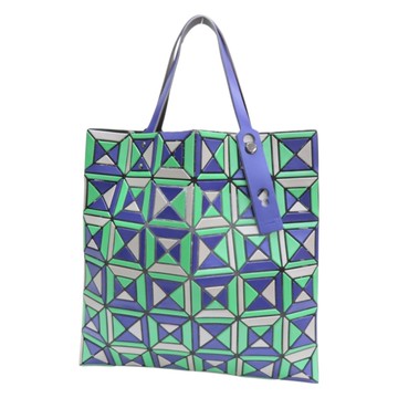 蒼藍色 PVC Ensemble 6 X 6 雙色幾何方格 手提包【BAO BAO ISSEY MIYAKE 三宅一生】 BB81AG053