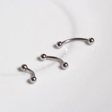 gelluna 簡約弧形香蕉槓鈴醫療鋼耳環 3件組  銀