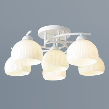 鋼材烤漆白玉玻璃造型半吸頂燈 36-60943