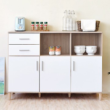 HOPMA家具 美背三門二抽廚房櫃 台灣製造 電器櫥櫃 儲藏收納置物 微波爐櫃-寬119 x深40 x高87cm