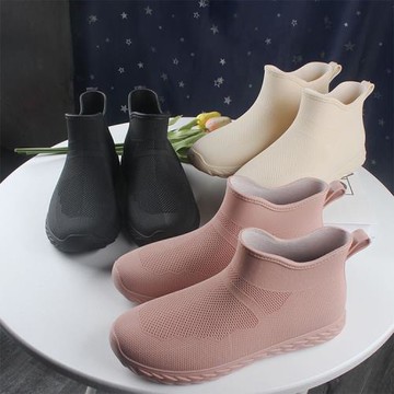 Taroko 純色女仕戶外純色平底短靴雨鞋(3色可選)