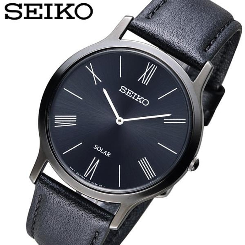 SEIKO メンズ 腕時計 オールブラック スチール 安全 - 時計