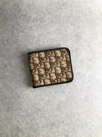 【日本直送 名牌中古包】Christian Dior 迪奧 緹花帆布皮革 復古短夾 棕色 uyfwgb