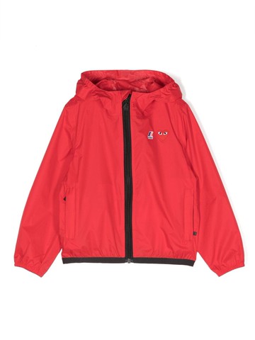 Comme Des Garçons Play Kids - logo-patch hooded jacket - kids - Polyamide - 6 yrs - Red