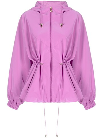 Patrizia Pepe - zip-fastening hooded jacket - women - Polyurethane/Viscose/Polyamide - 44 - Pink