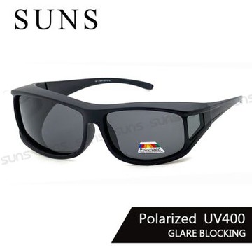 【SUNS】全包覆式偏光太陽眼鏡/套鏡 暗黑款 墨鏡 抗UV400/可套鏡/防眩光/遮陽/眼鏡族首選