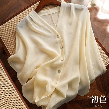 初色  輕柔仙氣氣質雪紡襯衫上衣-奶油黃-67686(M-2XL可選)