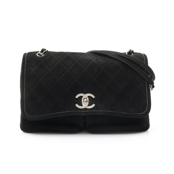 CHANEL 香奈兒 Natural Beauty Split Pocket Flap 肩背包 黑色 磨砂皮革 【二手名牌BRAND OFF】