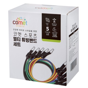 comet 運動健身拉力繩 5入  102cm  黃色 + 藍色 + 綠色 + 黑色 + 紅色