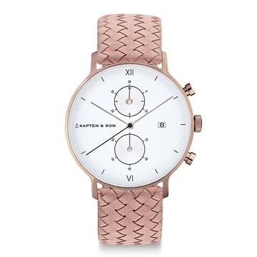 Kapten & Son CHRONO計時系列玫瑰金編織手錶(粉)