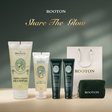 快速出貨【ROOTON】天秤座專屬養護！甦活植萃洗髮精200ml+喚活海藻洗髮精70ml+甦活植萃護髮素30mlx2+品牌化妝包掛件+燙金禮袋