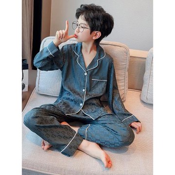 兒童裝男童春裝睡衣春秋款2026新款家居服冰絲春季長袖中大童男孩