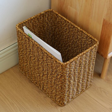 書架格子柜編織收納筐仿藤編柜子雜物整理儲物籃家用書報雜志筐