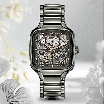 RADO 雷達表 熱賣款 True Square真方鏤空機械錶 真鑽電漿陶瓷38㎜ R01 (R27083712)